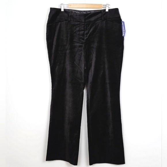 Peter Nygard Women's Grand Luxe Black Velvet Pants Straight  Leg Size 16 - Picture 1 of 15